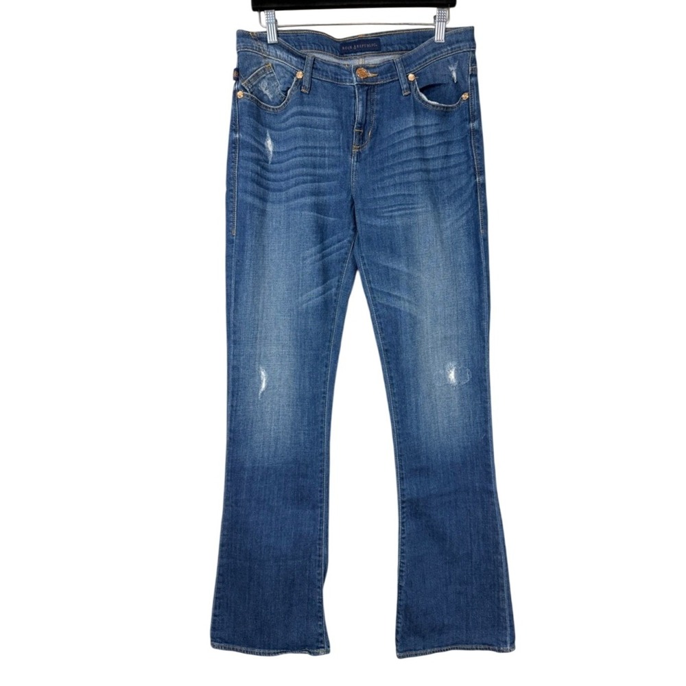 Rock‎ & Republic Kasandra Womens Medium 12 M Blue Bootcut Distressed Jeans